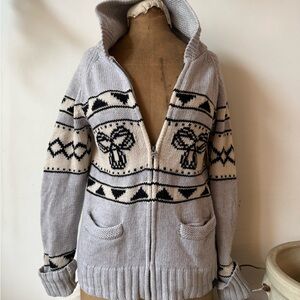 TNA Light Gray Lambswool Knit Cardigan
